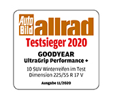 Testlabel Auto Bild Allrad 2020 - Goodyear UltraGrip Performance + SUV